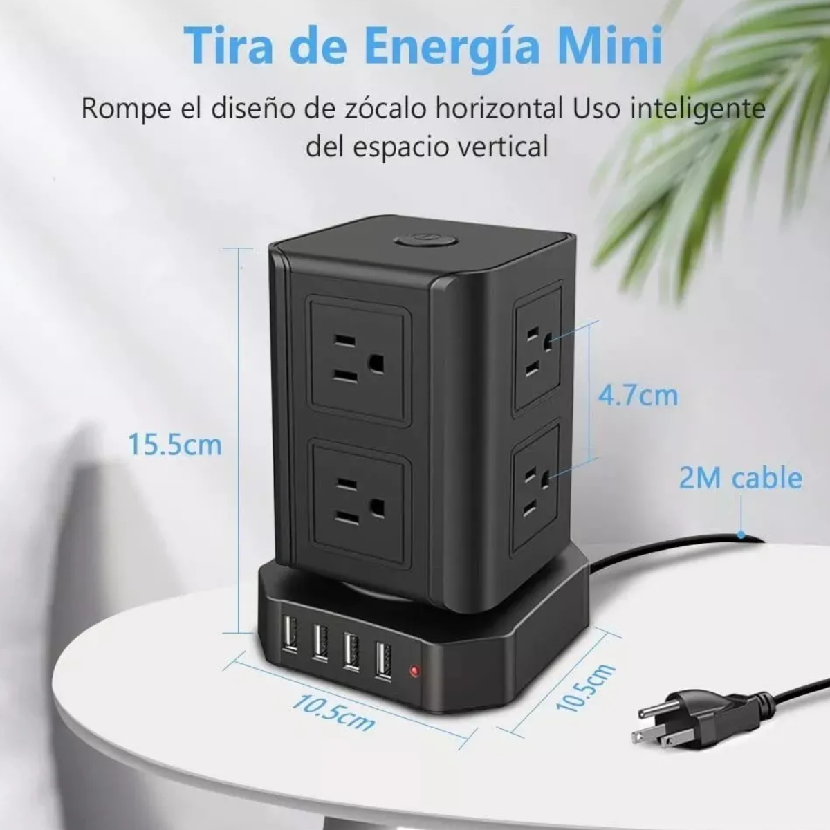 Foto 4 pulgar | Regleta Multicontacto Tipo Torre D/8 Salidas Y 4 Puertos Usb Lab.g Negro