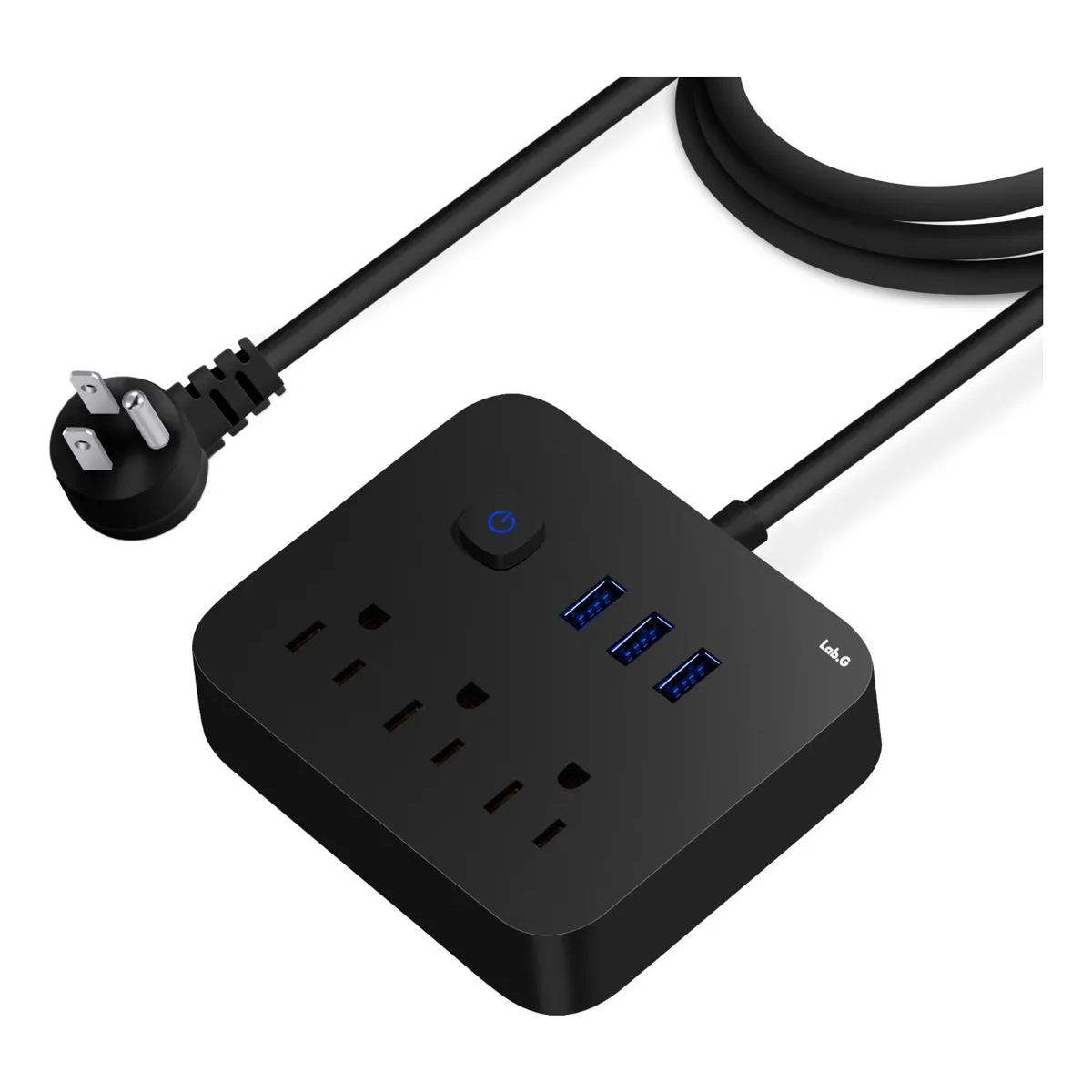 Regleta Multicontactos Extensión De 3 Puertos Usb Y 3 Tomas Lab.g Negro