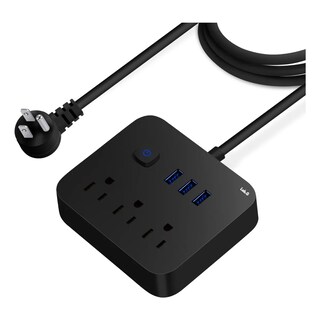 Foto 1 | Regleta Multicontactos Extensión De 3 Puertos Usb Y 3 Tomas Lab.g Negro