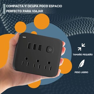 Foto 2 | Regleta Multicontactos Extensión De 3 Puertos Usb Y 3 Tomas Lab.g Negro