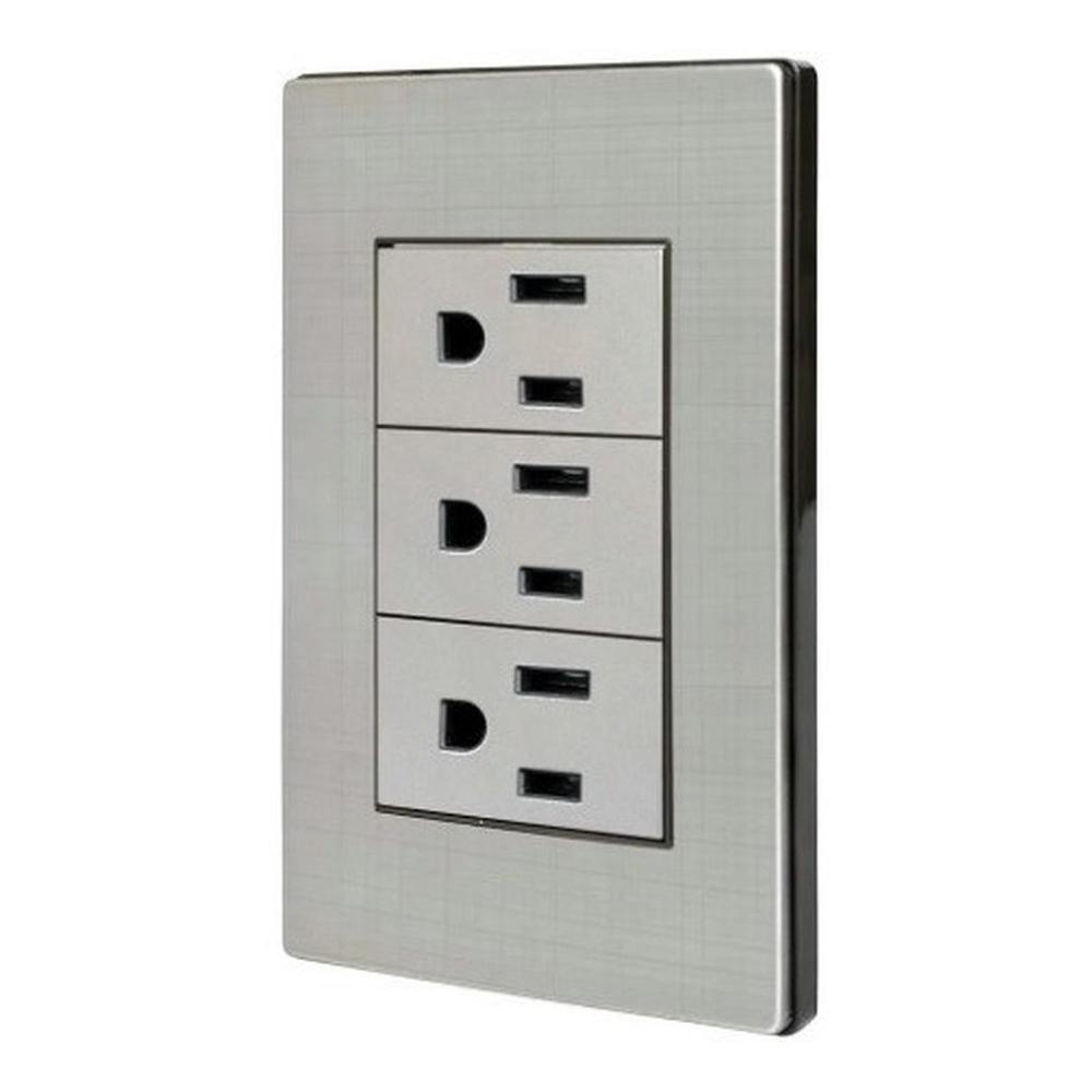 Placa de Acero Inoxidable  Adir  con 3 Contactos