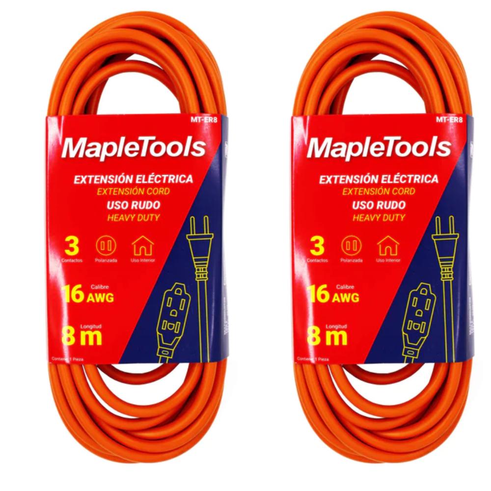 Kit De 2 Extensiones Electricas Uso Rudo De 8m Maple Tools