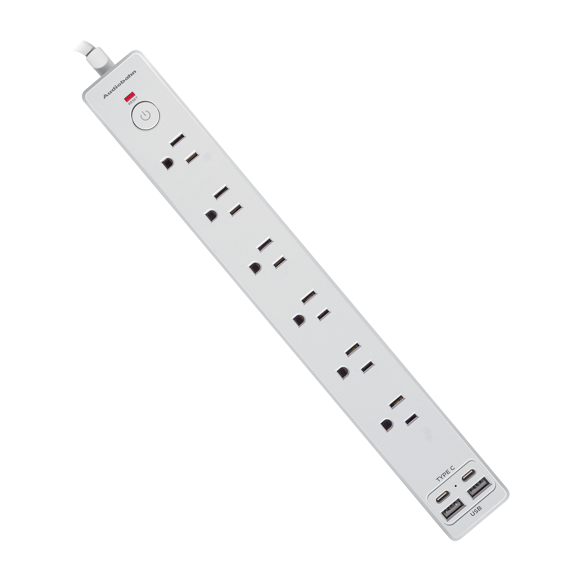 Multicontacto 100cm 6 Entradas+2usb+2tipoc Audiobahn Abm1106