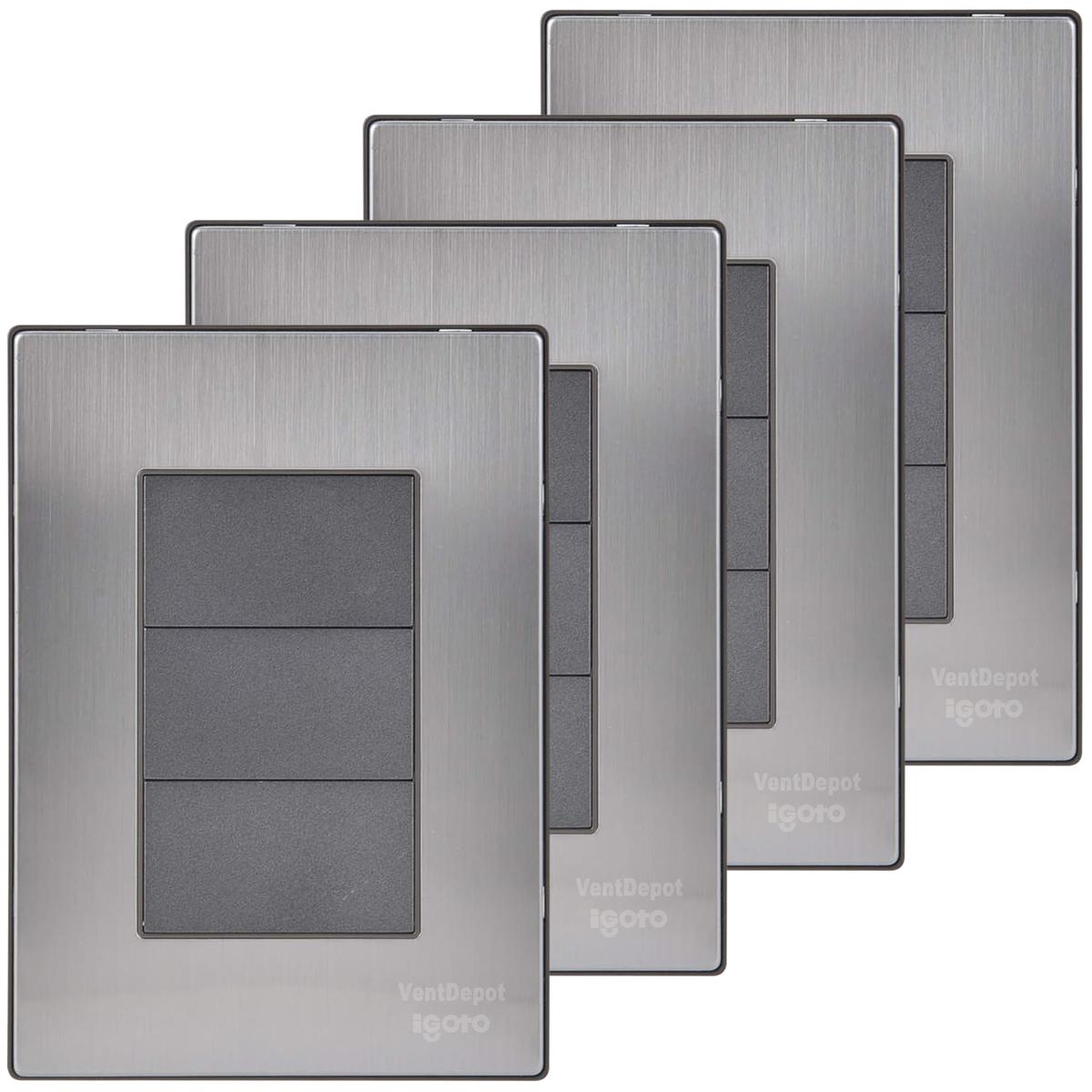 Placa Ciega Práctica Ventdepot Mxiuf-004 4 Piezas Plateado