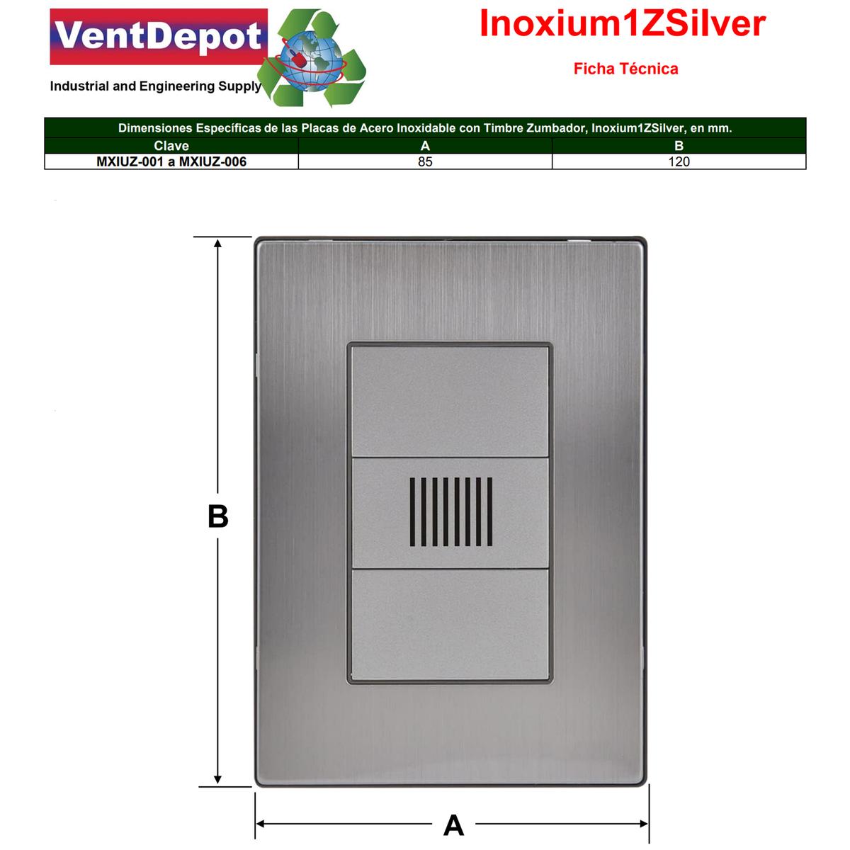 Foto 5 | Timbre Placa Acero Inoxidable Ventdepot Mxiuz-004 4 Piezas Plateado
