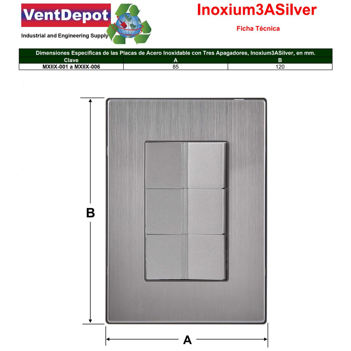 Foto 5 | Apagadores De Pared Ventdepot Mxiix-001 1 Pieza Plateado