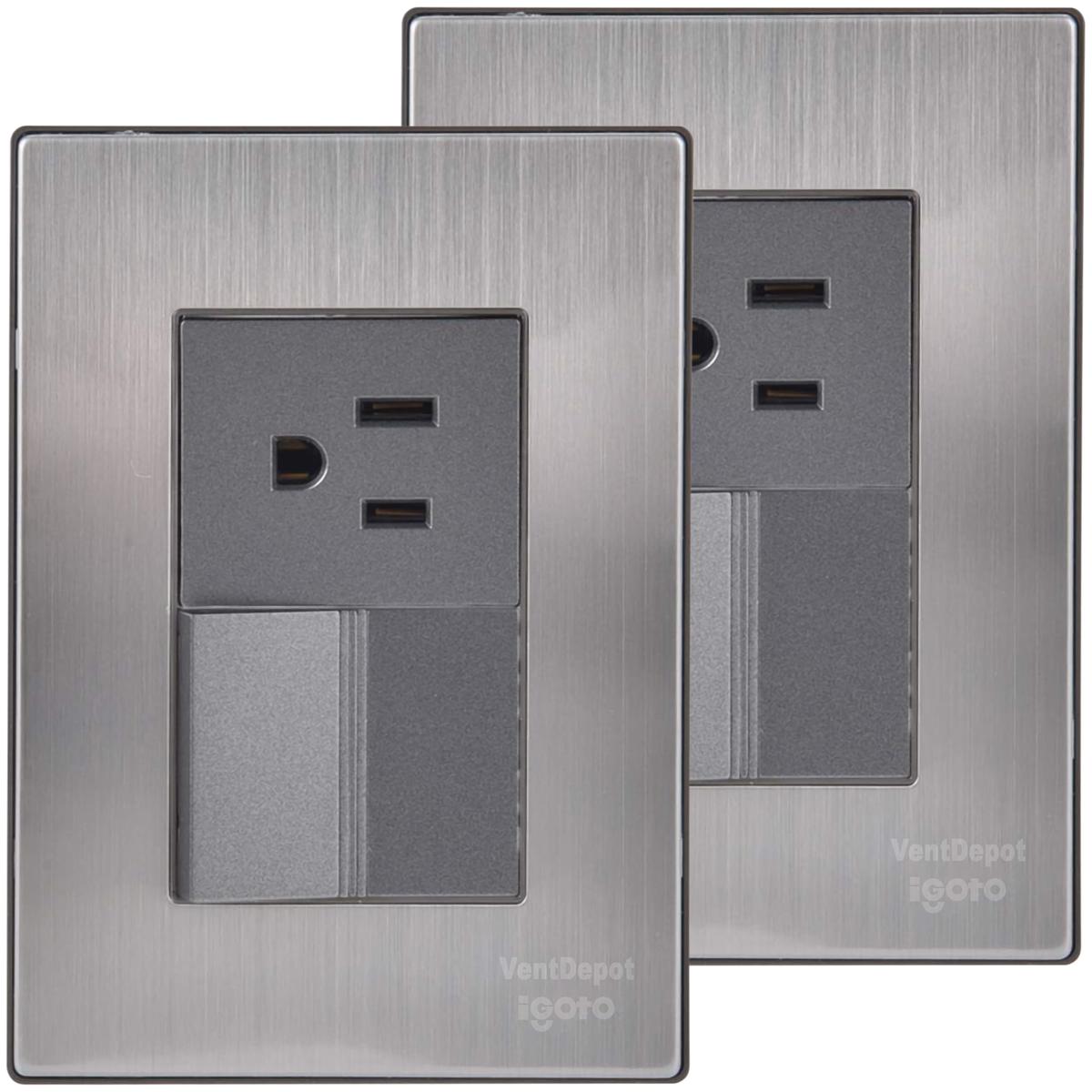 Apagador Y Contacto Ventdepot Mxiou-002 2 Piezas Plateado