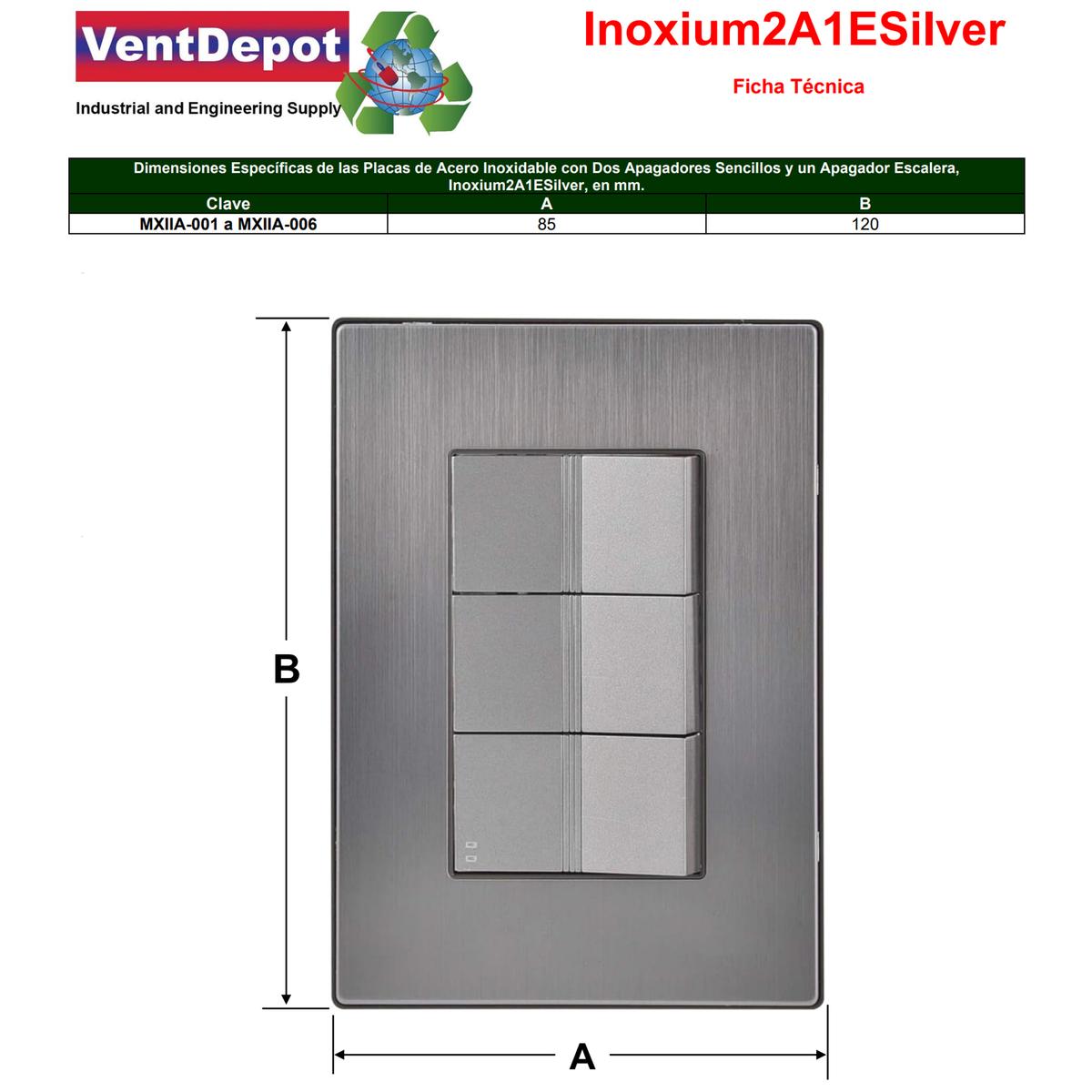 Foto 6 pulgar | Placa De Pared Con Apagadores Ventdepot Mxiia-005 5 Piezas Plateado