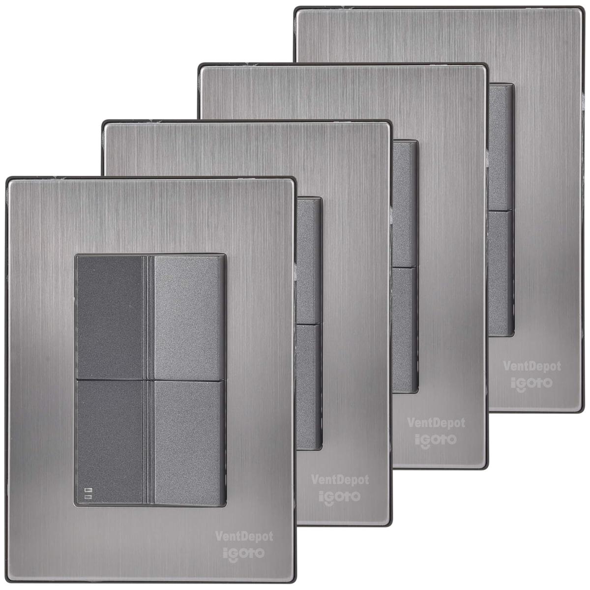 Placa Apagador Escalera Ventdepot Mxiui-004 4 Piezas Plateado