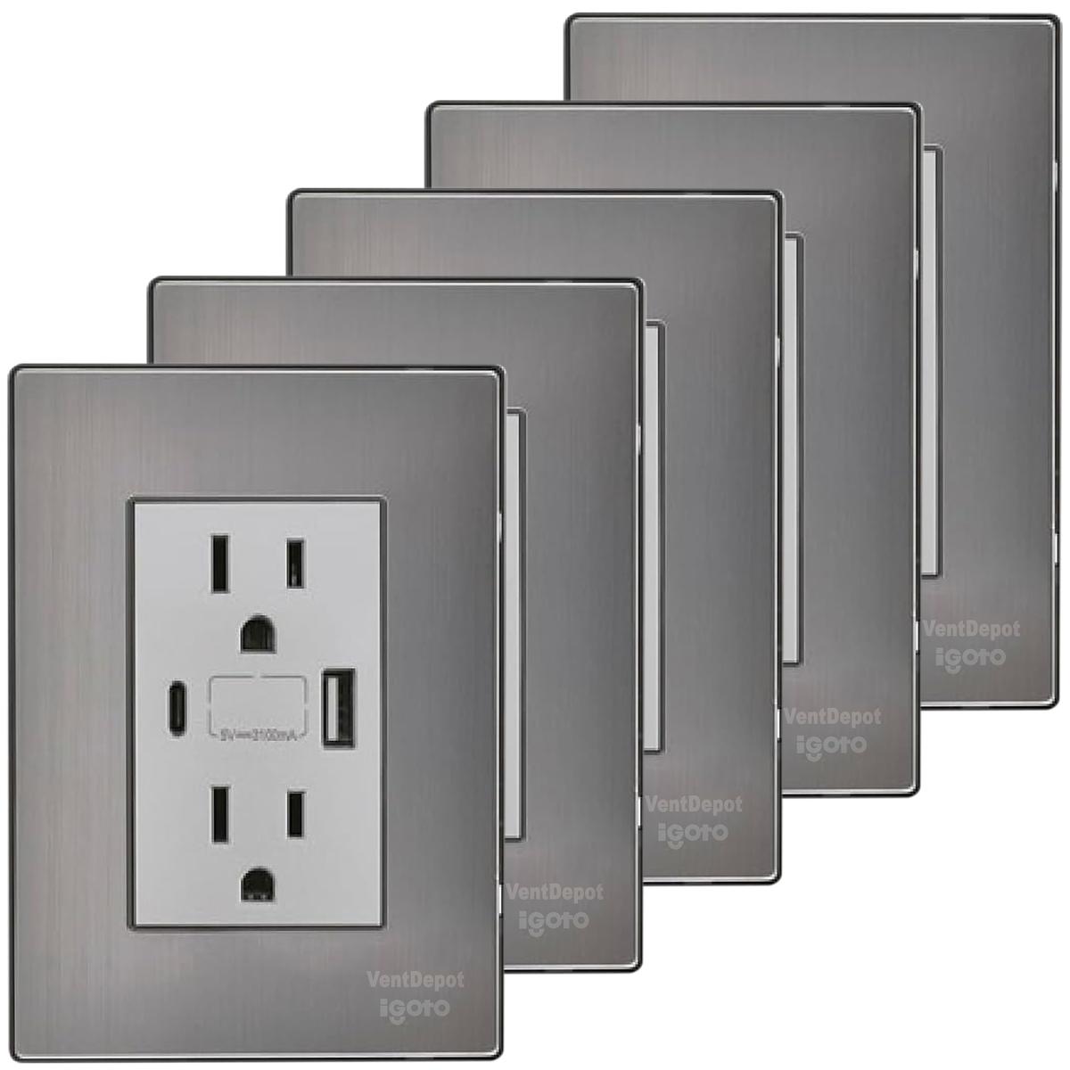 Foto 2 pulgar | Placa Pared Duplex Ventdepot Mxiob-005 5 Piezas Plateado