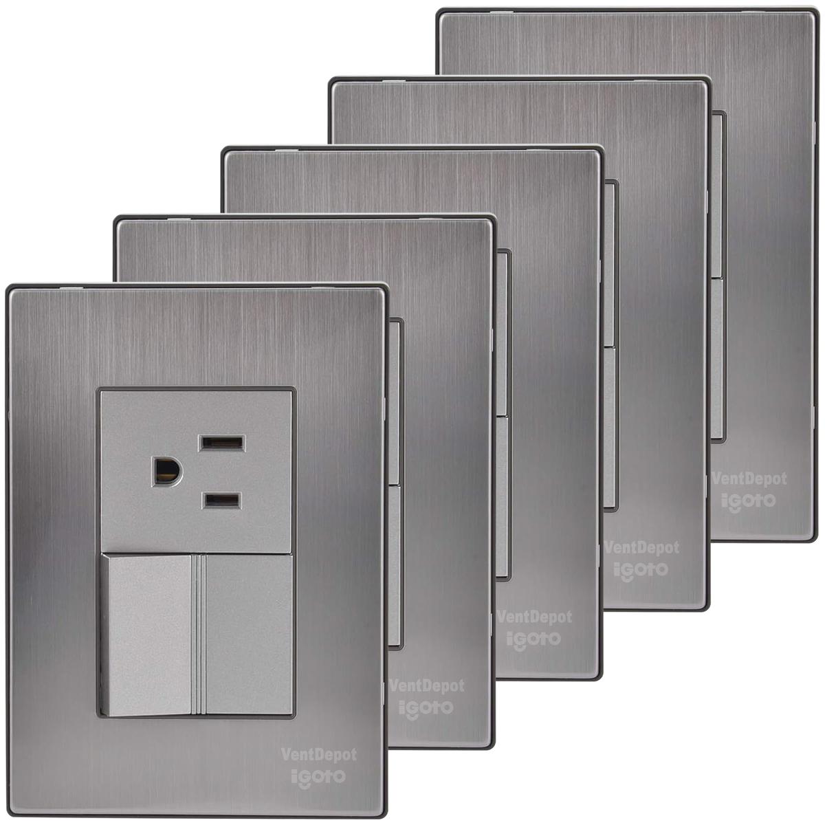 Tomacorriente Ventdepot Mxioi-005 5 Piezas Plateado