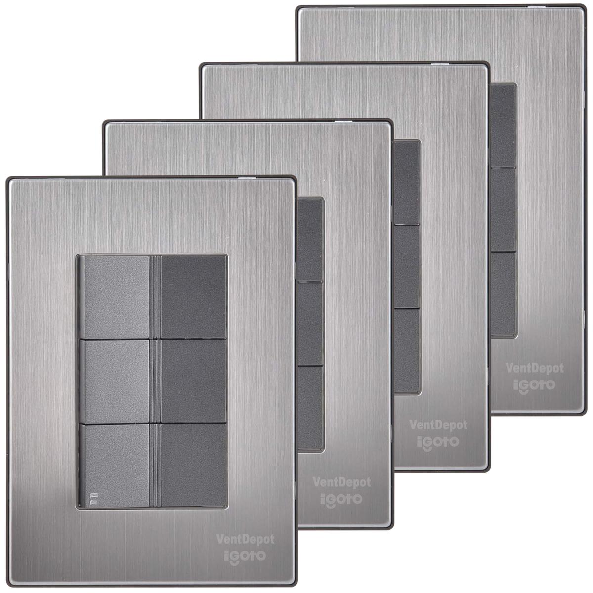 Apagadores Triple Módulo Ventdepot Mxiur-004 4 Piezas Plateado