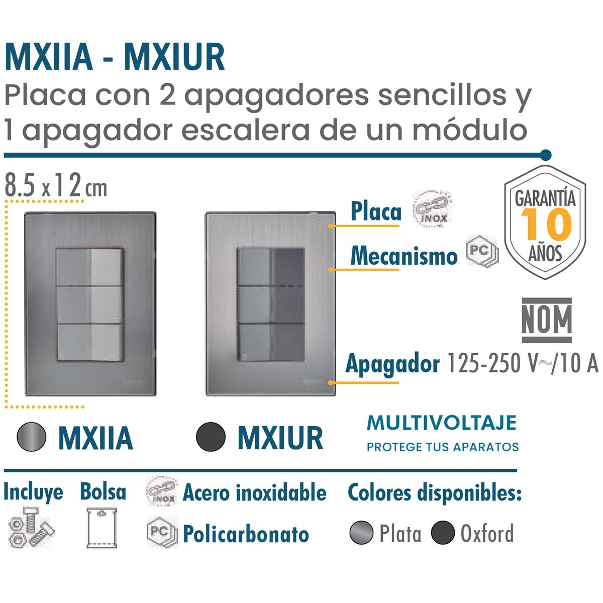Foto 4 pulgar | Apagadores Triple Módulo Ventdepot Mxiur-004 4 Piezas Plateado