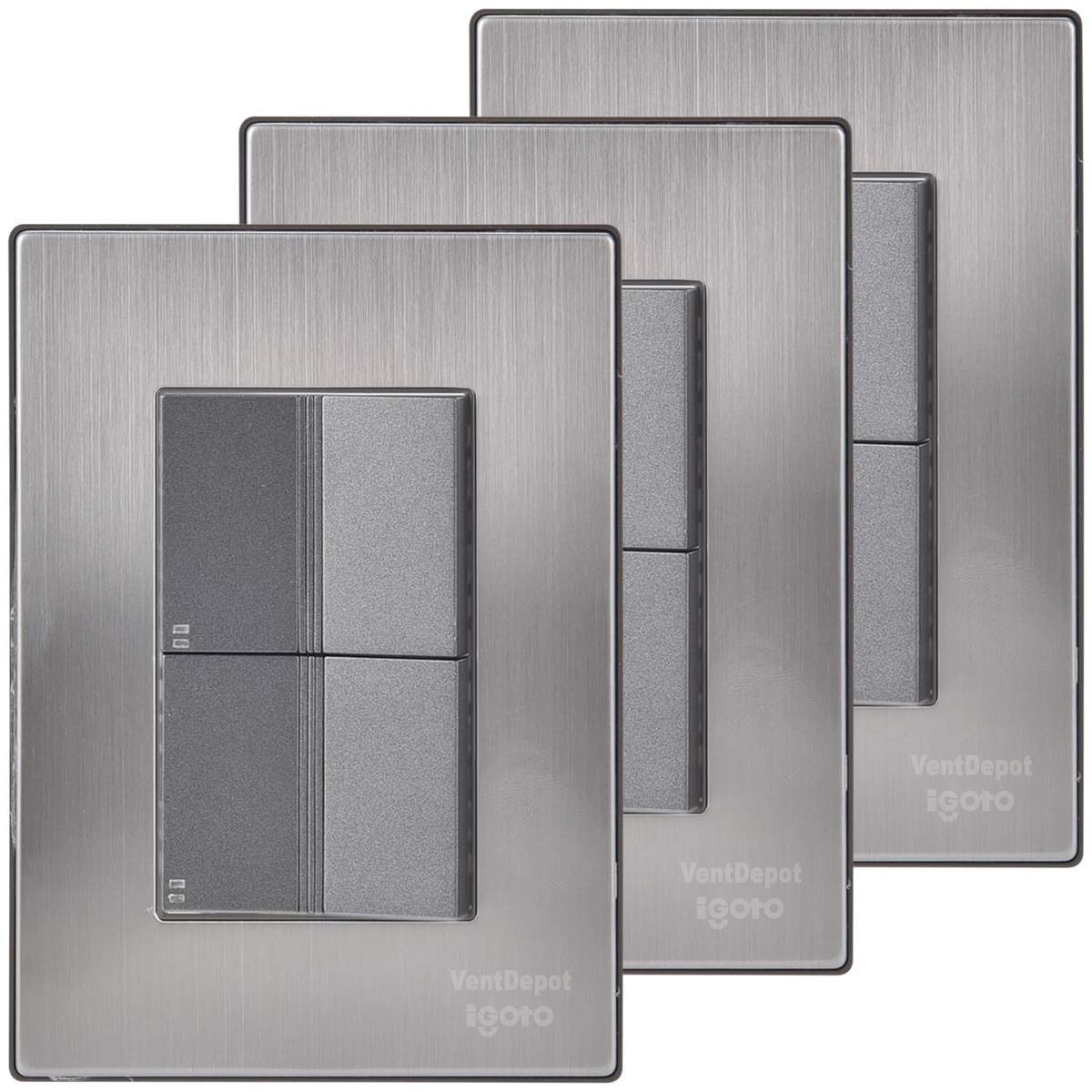 Apagadores Modulares Ventdepot Mxiux-003 3 Piezas Plateado