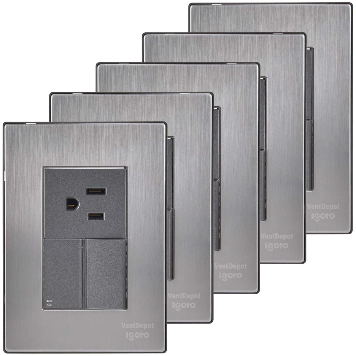 Apagador Escalera Multivoltaje Ventdepot Mxinc-005 5 Piezas Plateado