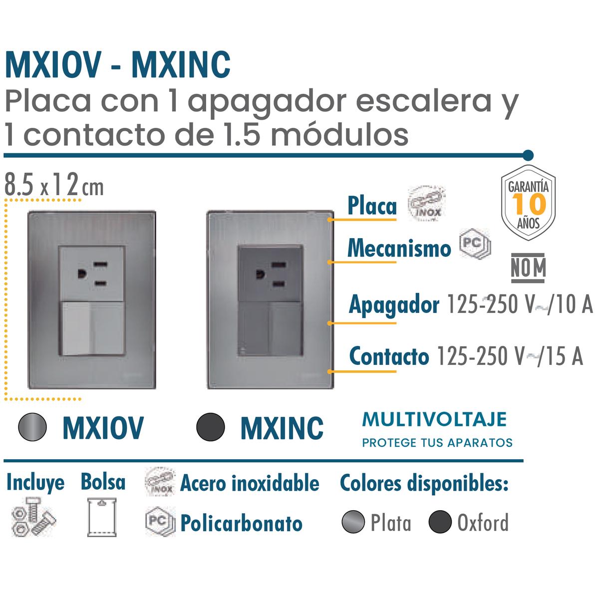 Foto 4 pulgar | Apagador Escalera Multivoltaje Ventdepot Mxinc-005 5 Piezas Plateado