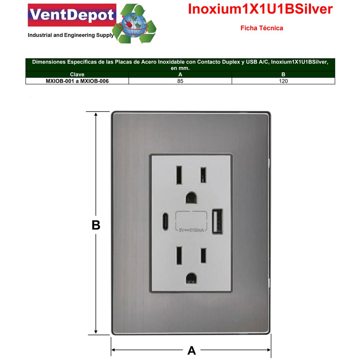 Foto 5 | Enchufe Doble Ventdepot Mxiob-003 3 Piezas Plateado