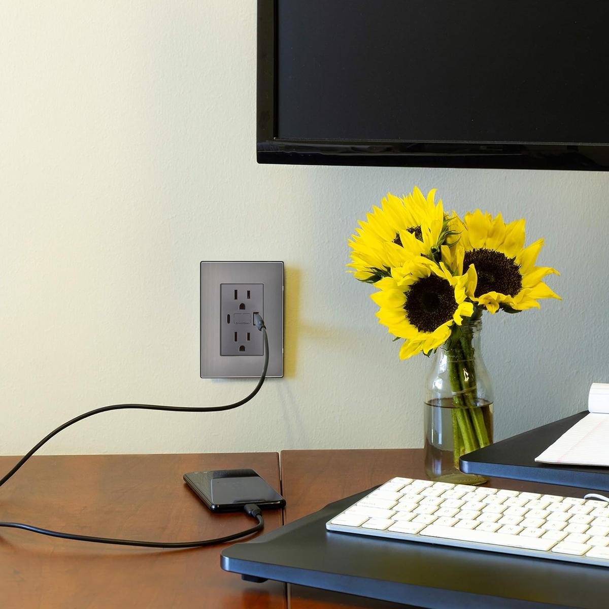Foto 7 pulgar | Contacto Pared Armado Con Usb Ventdepot Mxixb-006 10 Piezas Plateado
