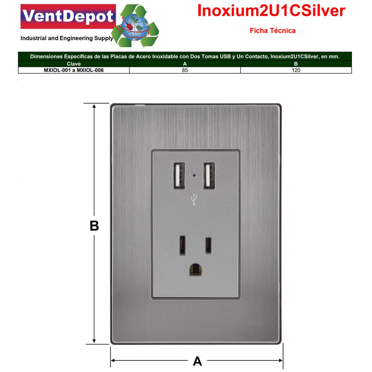 Foto 6 pulgar | Tomacorriente Con Placa Ventdepot Mxiol-002 2 Piezas Plateado