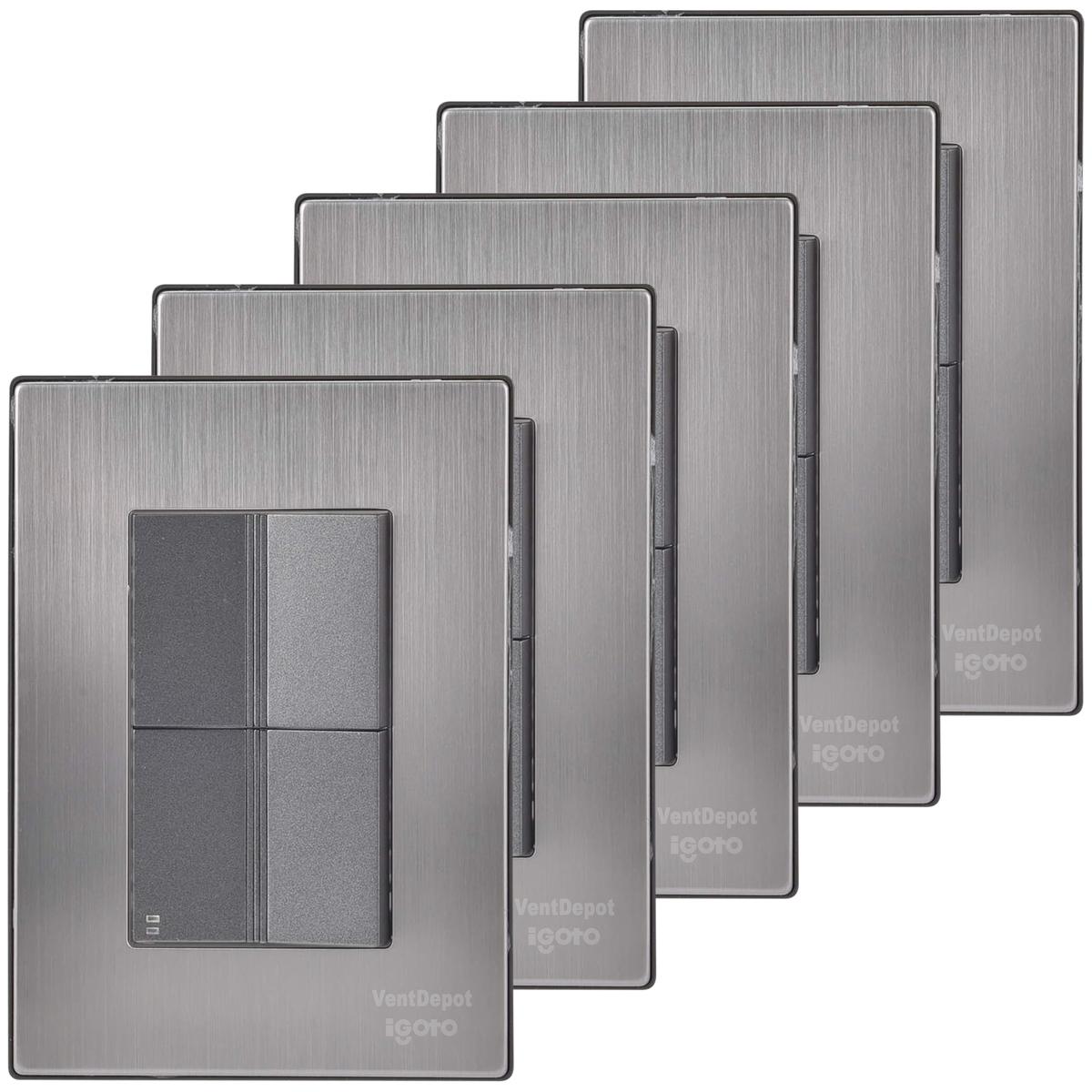 Placa Doble Apagador Ventdepot Mxiui-005 5 Piezas Plateado