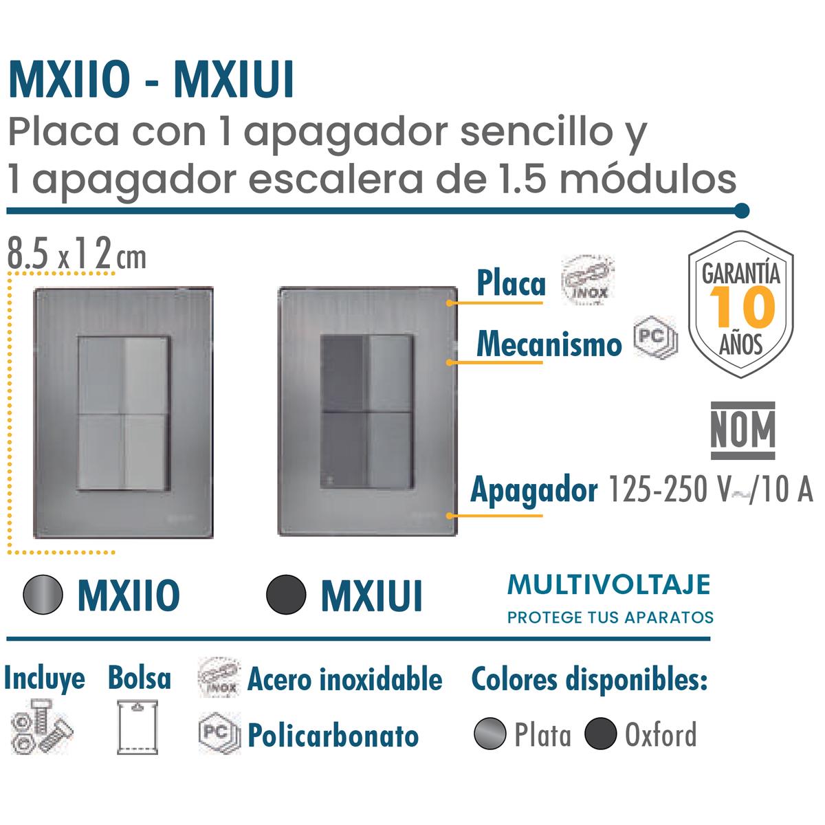 Foto 4 pulgar | Placa Doble Apagador Ventdepot Mxiui-005 5 Piezas Plateado