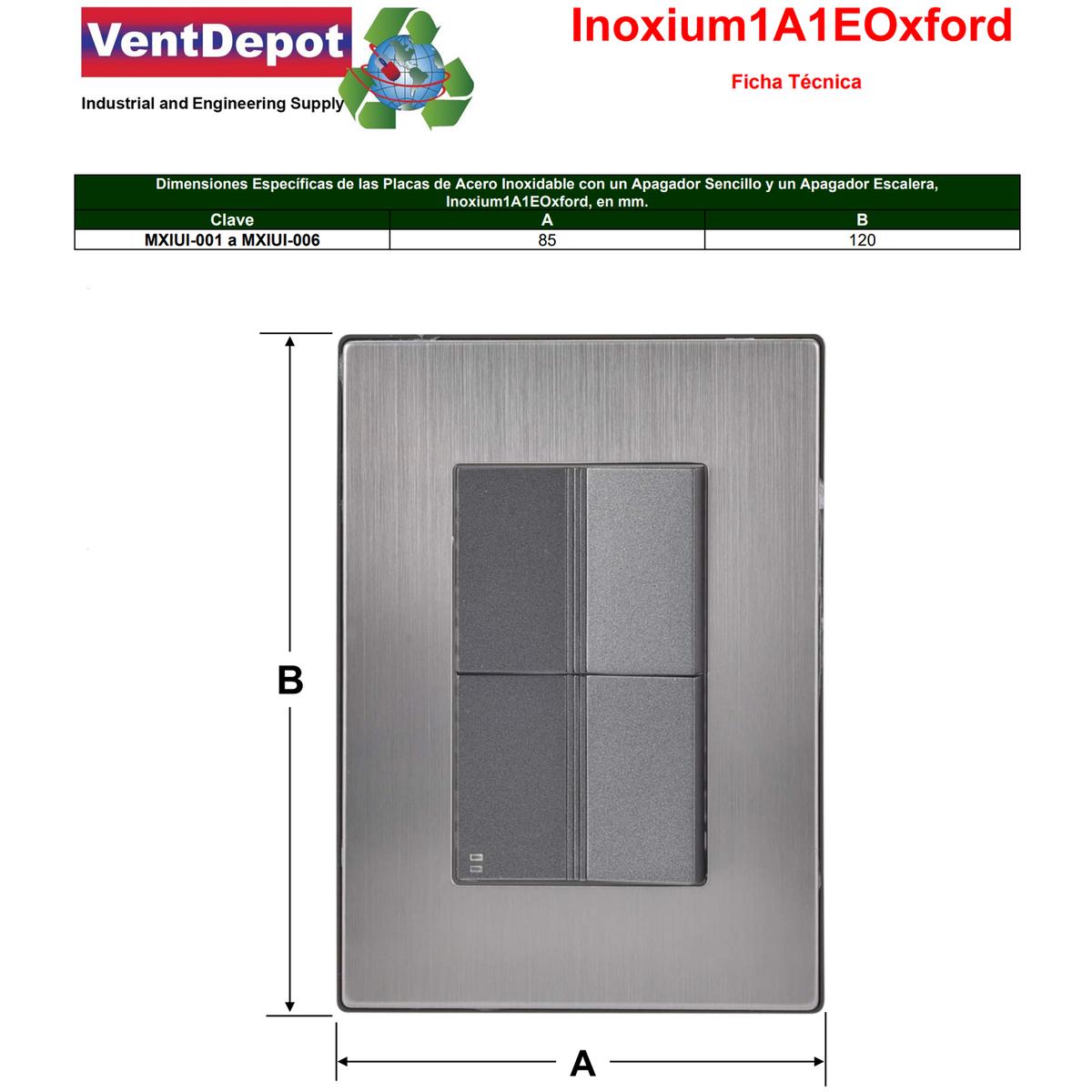 Foto 5 | Placa Doble Apagador Ventdepot Mxiui-005 5 Piezas Plateado