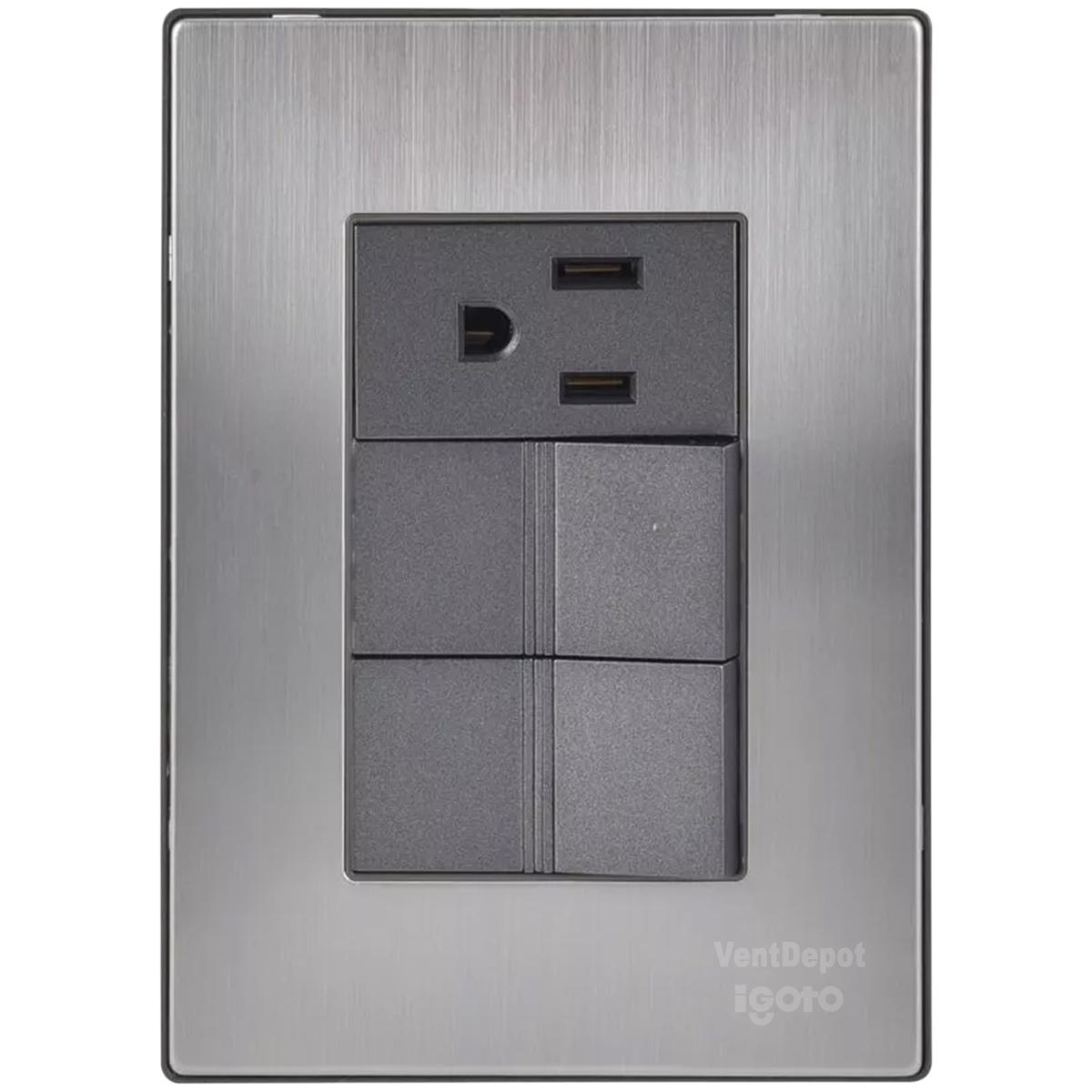 Apagador De Pared Ventdepot Mxiof-001 1 Pieza Plateado