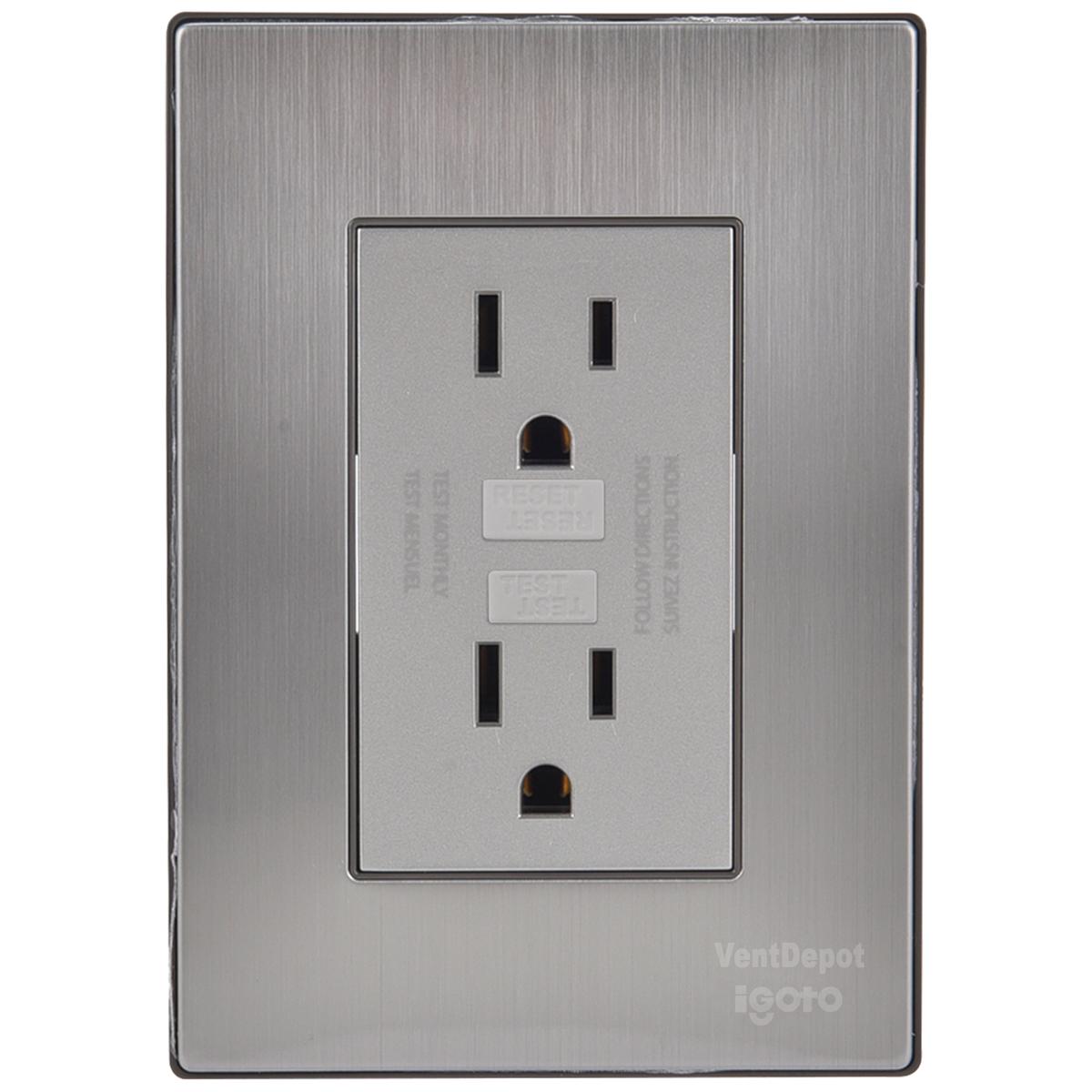 Placa Duplex Falla Tierra Ventdepot Mxiif-001 1 Pieza Plateado