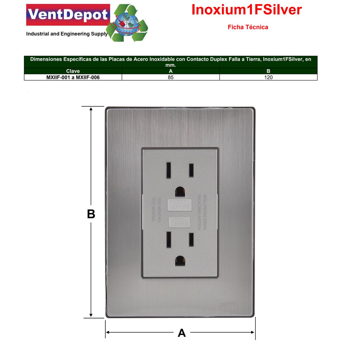 Foto 5 | Placa Duplex Falla Tierra Ventdepot Mxiif-001 1 Pieza Plateado