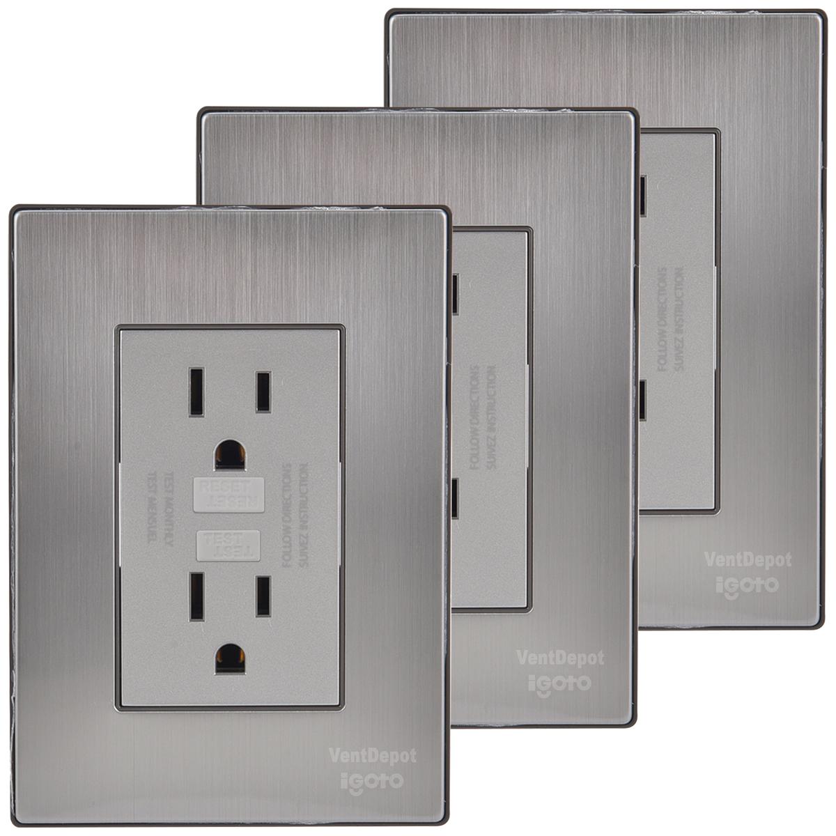Enchufe Placa Duplex Ventdepot Mxiif-003 3 Piezas Plateado