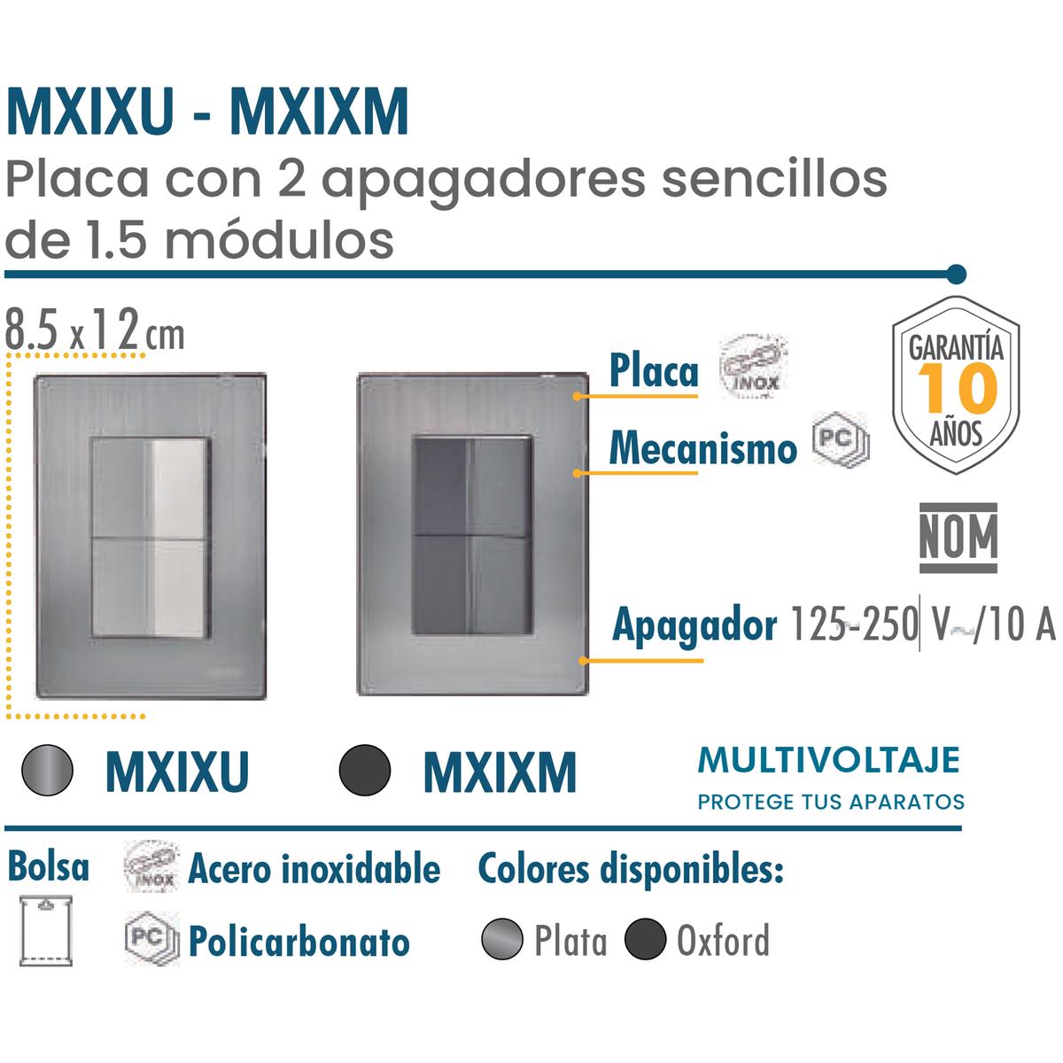 Foto 4 pulgar | Apagador Con Placa Ventdepot Mxixm-002 2 Piezas Plateado