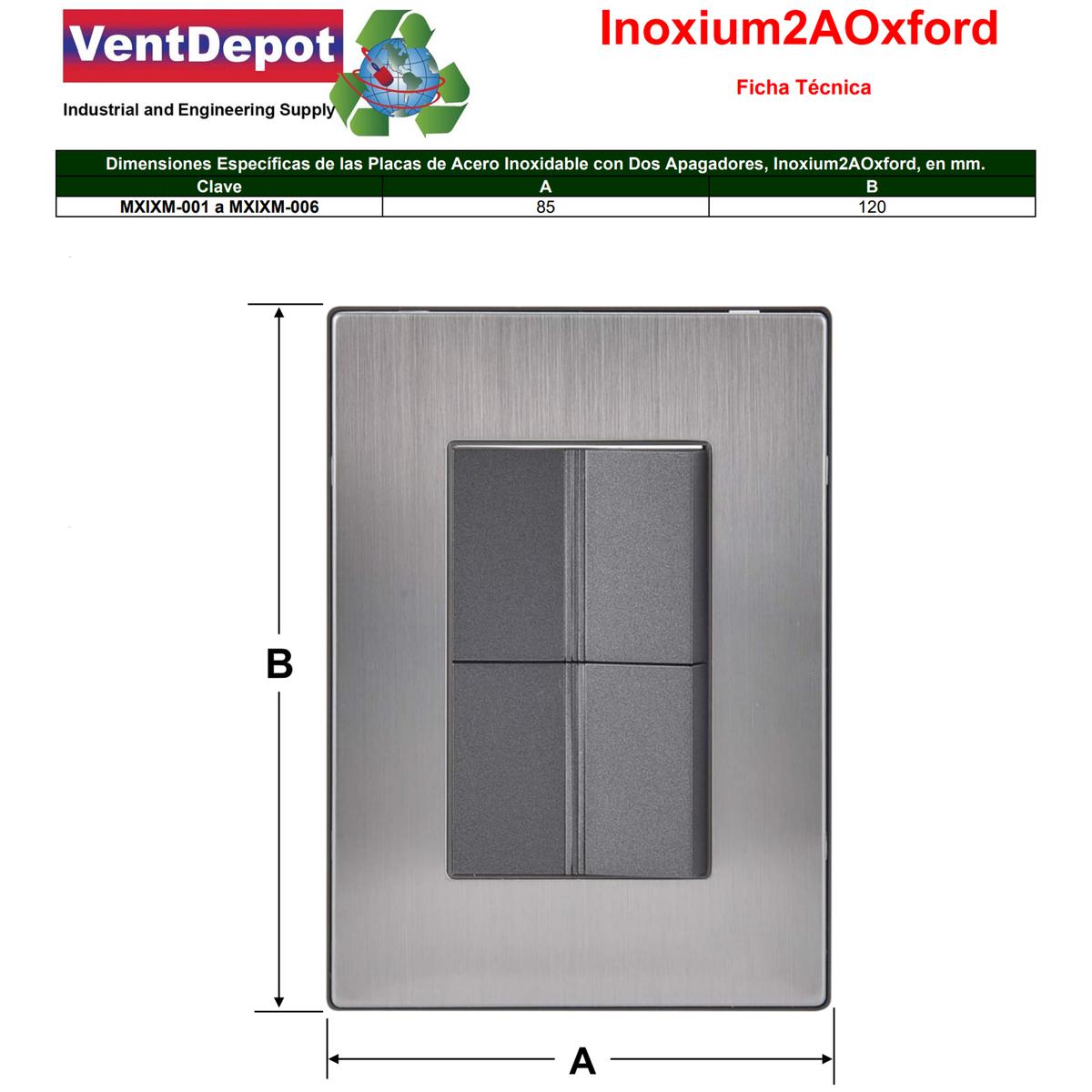 Foto 6 pulgar | Apagador Con Placa Ventdepot Mxixm-002 2 Piezas Plateado