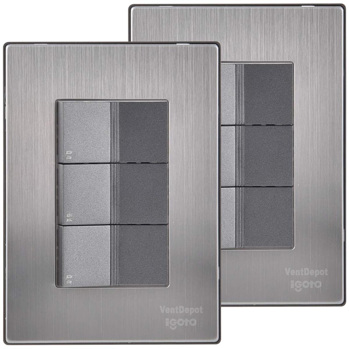 Placas Armadas Con Apagadores Ventdepot Mxiud-002 2 Piezas Plateado
