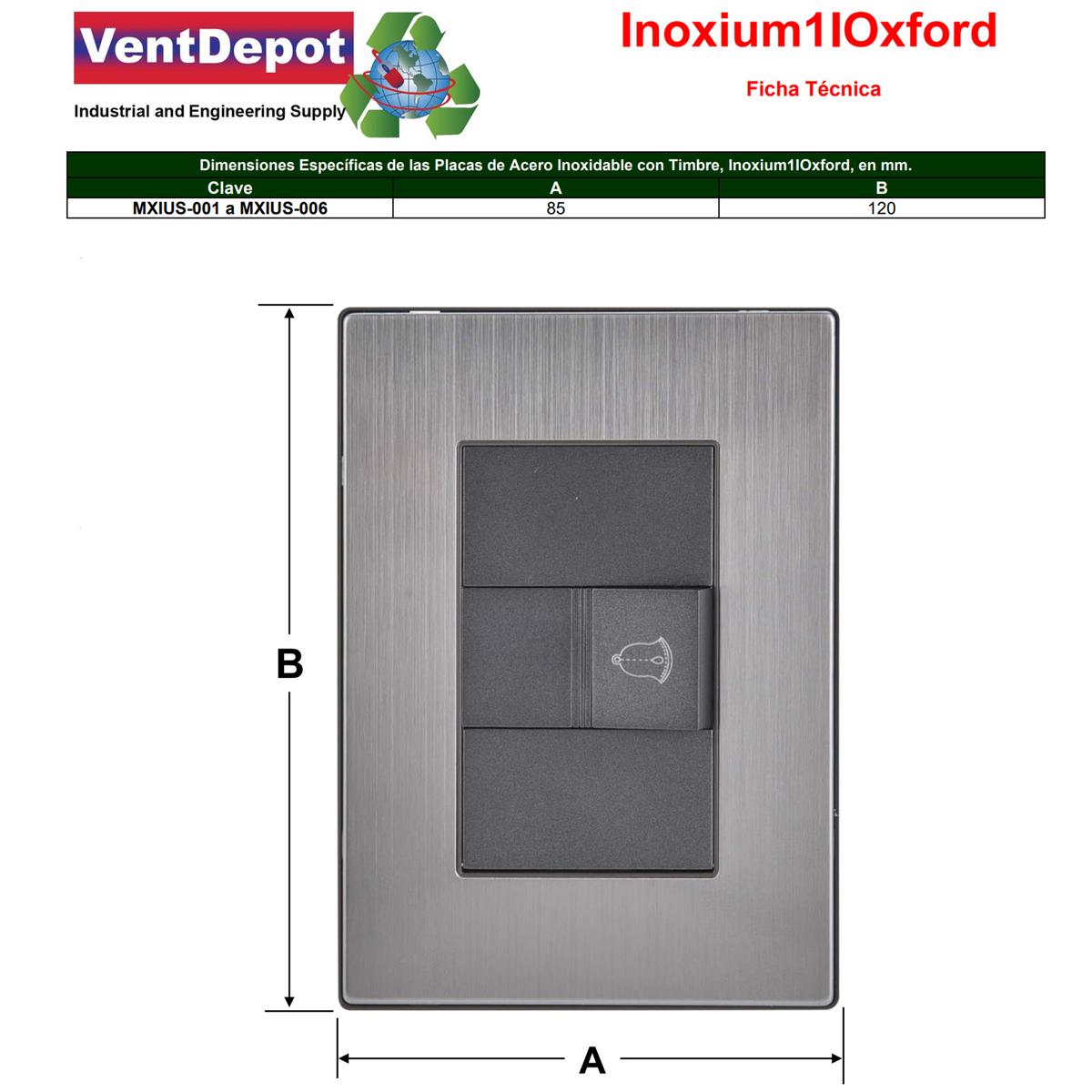Foto 5 | Timbre Con Placa Ventdepot Mxius-003 3 Piezas Plateado