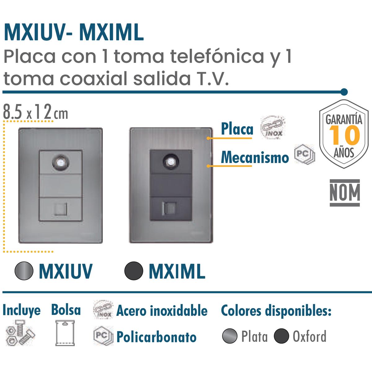Foto 4 pulgar | Placa De Pared Teléfono Y Coaxial Ventdepot Mximl-003 3 Piezas Plateado