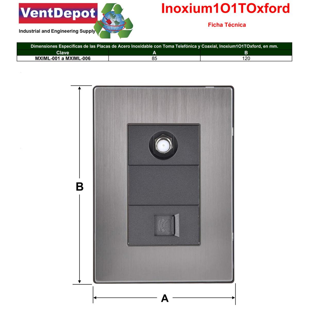 Foto 6 pulgar | Placa De Pared Teléfono Y Coaxial Ventdepot Mximl-003 3 Piezas Plateado