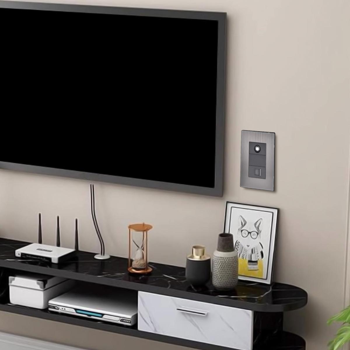 Foto 6 | Placa De Pared Teléfono Y Coaxial Ventdepot Mximl-003 3 Piezas Plateado