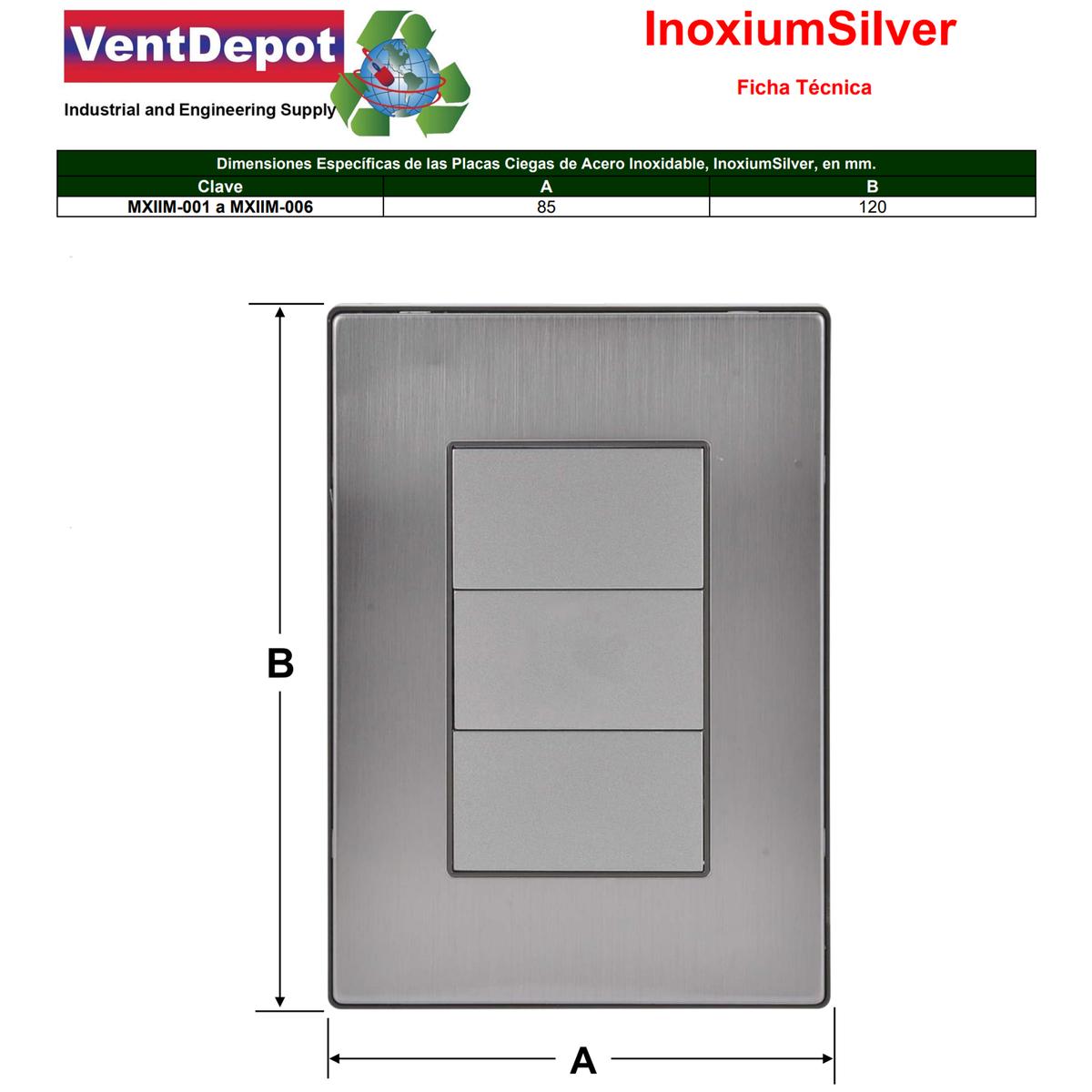 Foto 5 | Placas Ciegas Ventdepot Mxiim-002 2 Piezas Plateado