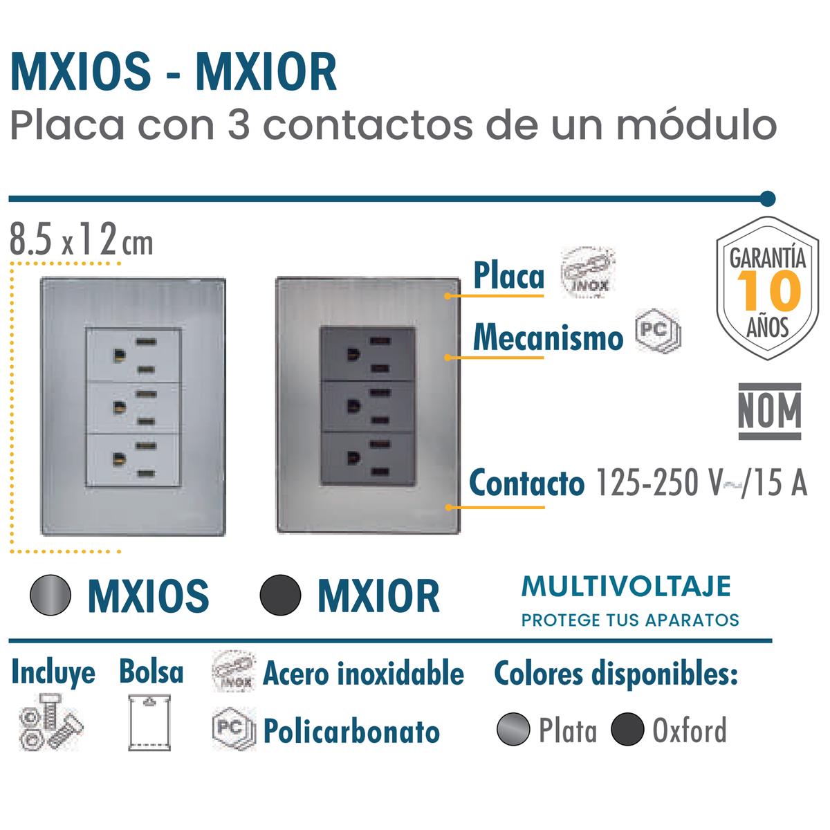Foto 4 pulgar | Enchufe Triple Ventdepot Mxios-004 4 Piezas Plateado