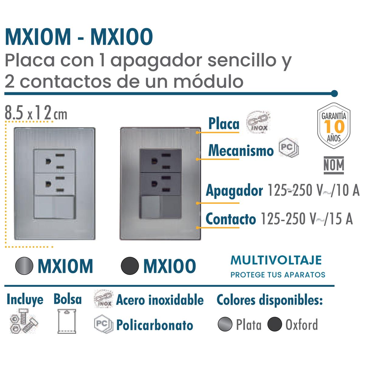 Foto 3 | Placa Apagador Y Contacto Ventdepot Mxioo-006 10 Piezas Plateado
