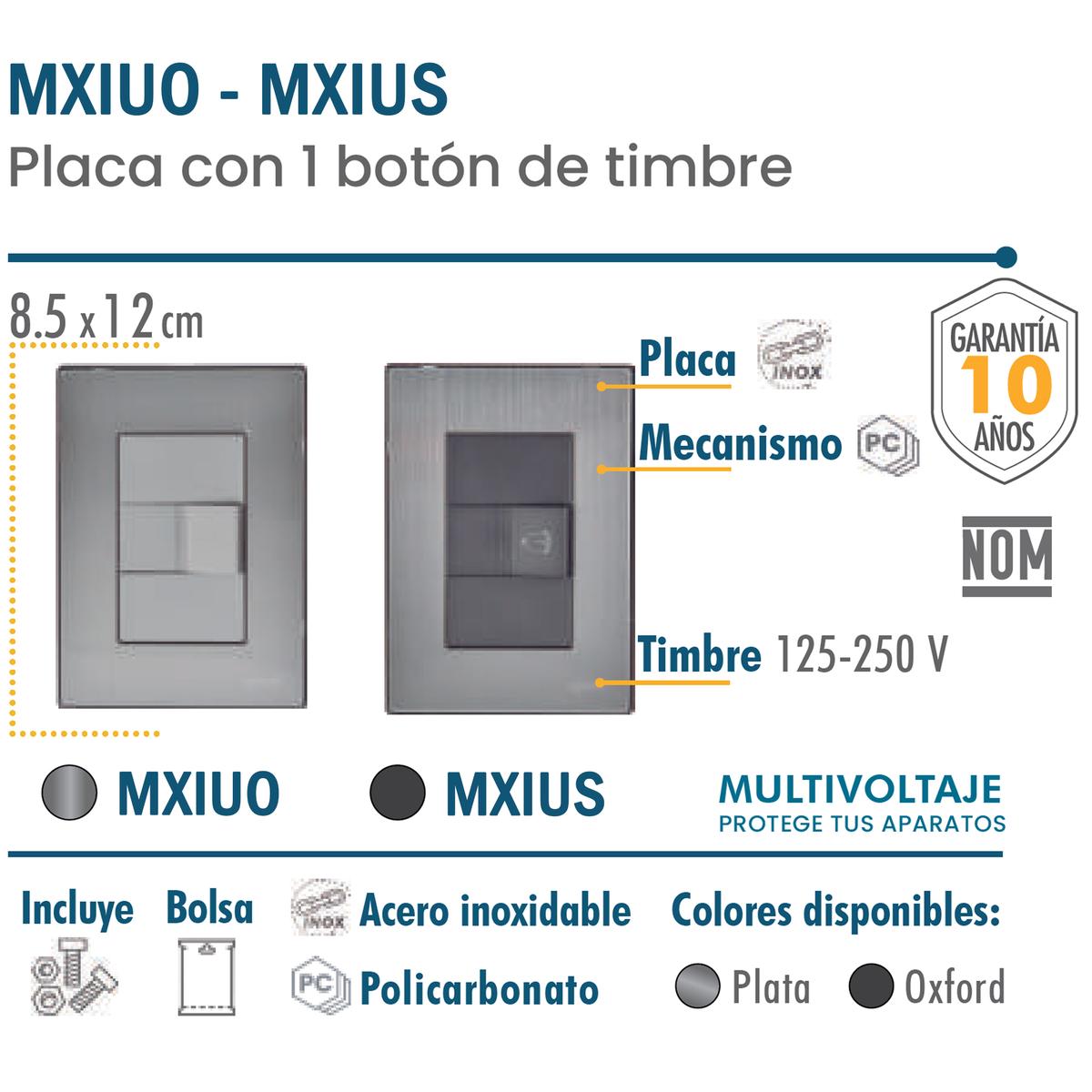 Foto 3 | Placa Botón Timbre Ventdepot Mxiuo-004 4 Piezas Plateado