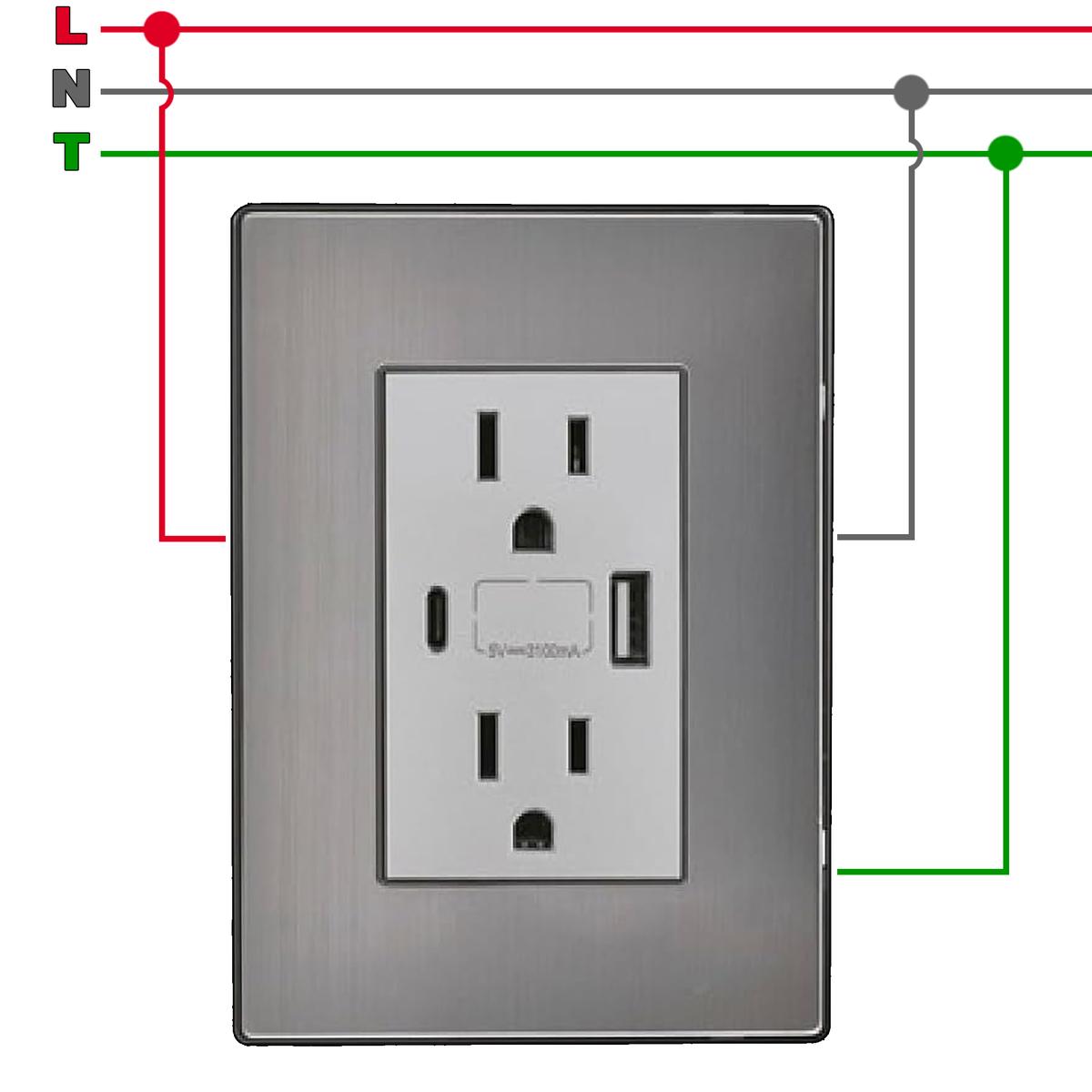 Foto 5 pulgar | Contacto Pared Armado Con Usb Ventdepot Mxiob-001 1 Pieza Plateado