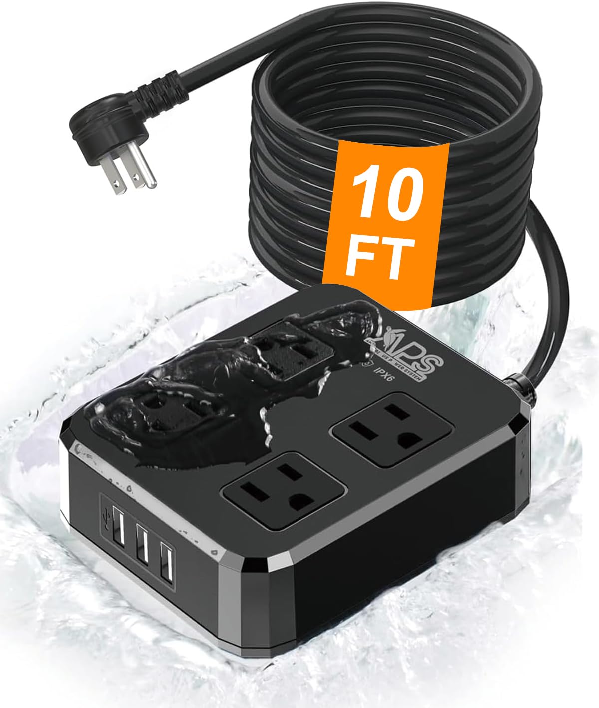 Regleta De Alimentación Exterior Aps Resistente A La Intemperie Con 4 Salidas Y 3 Usb - Venta Internacional.