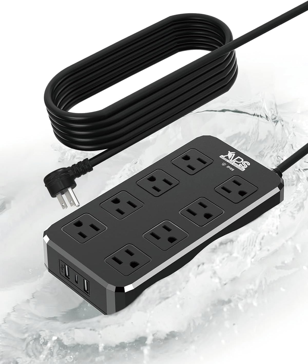 Foto 1 | Power Strip Aps De 8 Salidas  3 Usb (1 Usb-c)  10 Pies  Resistente Al Agua  Color Negro - Venta Internacional.