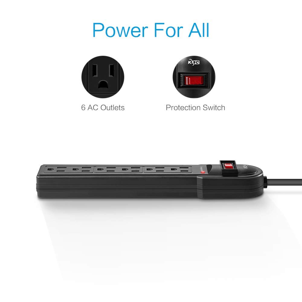 Foto 7 pulgar | Protector Contra Sobretensiones Power Strip Kmc  Paquete De 10 Con 6 Enchufes Y Cable De 2 Pies - Venta Internacional.