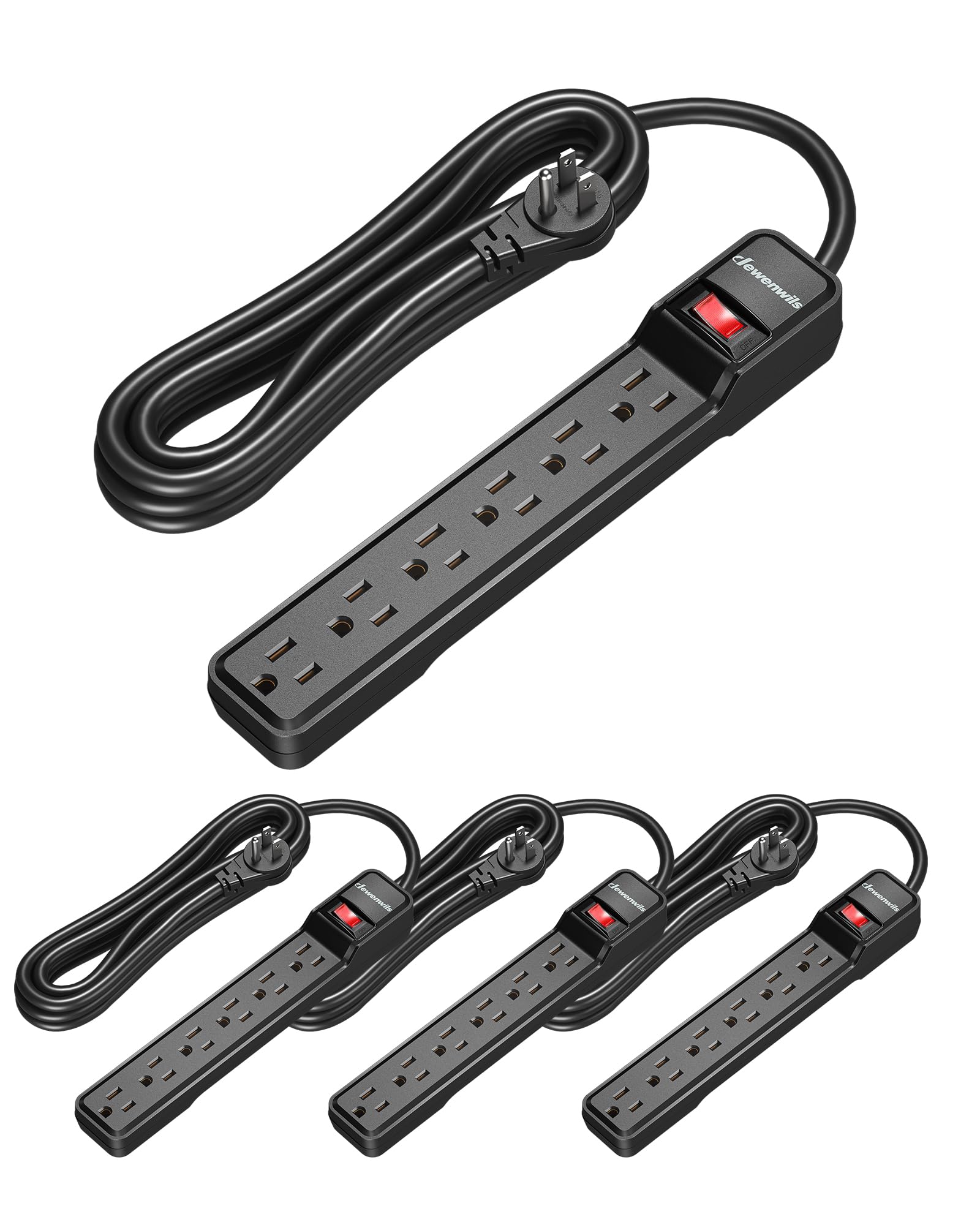 Power Strip Dewenwils De 15 Pies Y 6 Salidas Con Disyuntor De 15 A X4 - Venta Internacional.