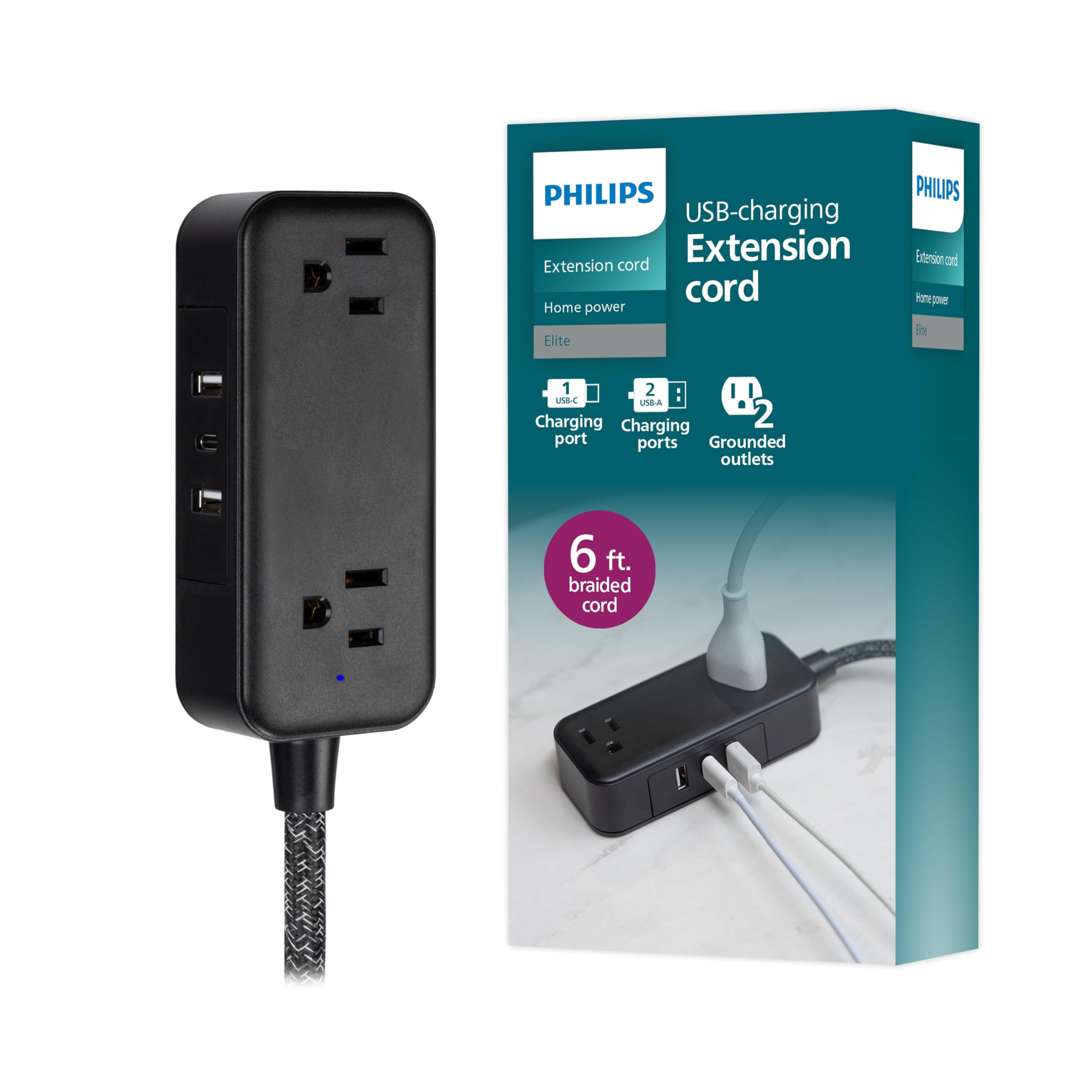 Cable De Extensión Philips Sps3564b/37 2 Salidas 1 Usb-c 2 Usb-a - Venta Internacional.