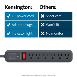 Foto 6 | Power Strip Kensington Guardian De 6 Enchufes 4 5 M Con Protector Contra Sobretensiones - Venta Internacional.