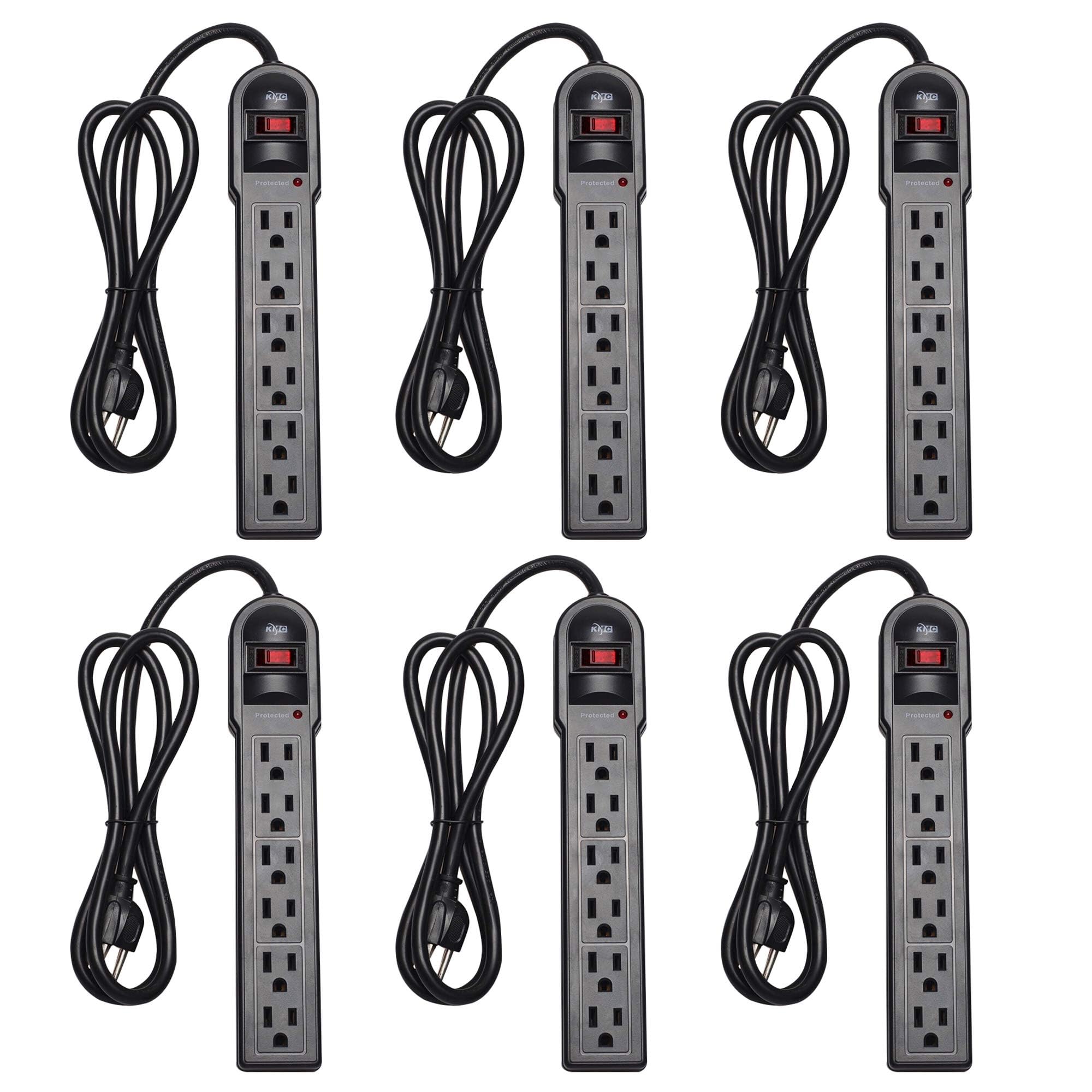 Foto 2 pulgar | Protector Contra Sobretensiones Power Strip Kmc De 6 Salidas  Paquete De 6 Con Cable De 4 Pies - Venta Internacional.