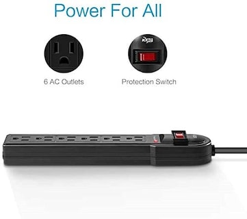 Foto 3 | Protector Contra Sobretensiones Power Strip Kmc De 6 Salidas Paquete De 6 Con Cable De 4 Pies - Venta Internacional.